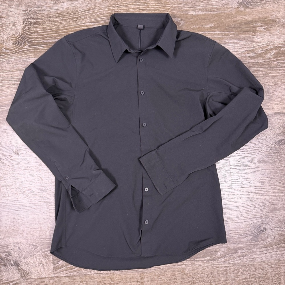 Lululemon Mens Large Venture Shirt Black Long Sleeve Stretch Slim Fit Athleisure